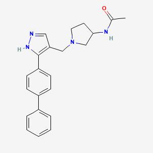 molecular formula C22H24N4O B5530872 N-(1-{[3-(4-biphenylyl)-1H-pyrazol-4-yl]methyl}-3-pyrrolidinyl)acetamide 