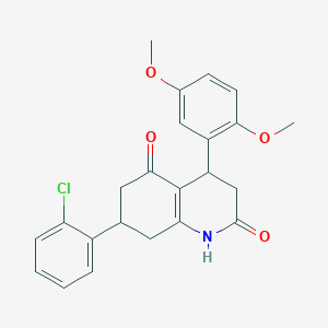 molecular formula C23H22ClNO4 B5530934 7-(2-chlorophenyl)-4-(2,5-dimethoxyphenyl)-4,6,7,8-tetrahydro-2,5(1H,3H)-quinolinedione 