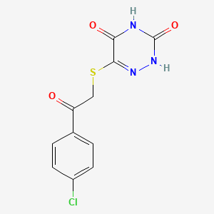 molecular formula C11H8ClN3O3S B5530945 6-{[2-(4-chlorophenyl)-2-oxoethyl]thio}-1,2,4-triazine-3,5(2H,4H)-dione 