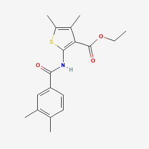 molecular formula C18H21NO3S B5530950 ethyl 2-[(3,4-dimethylbenzoyl)amino]-4,5-dimethyl-3-thiophenecarboxylate 