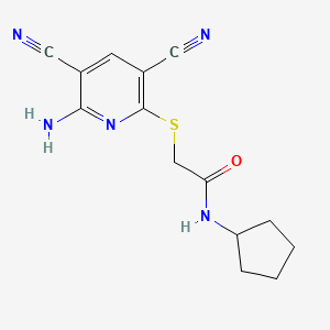 molecular formula C14H15N5OS B5531023 2-[(6-amino-3,5-dicyano-2-pyridinyl)thio]-N-cyclopentylacetamide 