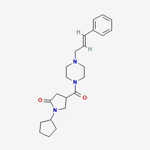 molecular formula C23H31N3O2 B5531041 1-cyclopentyl-4-({4-[(2E)-3-phenyl-2-propen-1-yl]-1-piperazinyl}carbonyl)-2-pyrrolidinone 