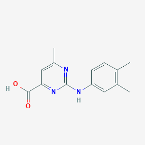 molecular formula C14H15N3O2 B5531098 2-[(3,4-dimethylphenyl)amino]-6-methyl-4-pyrimidinecarboxylic acid 