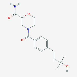 molecular formula C17H24N2O4 B5531118 4-[4-(3-hydroxy-3-methylbutyl)benzoyl]-2-morpholinecarboxamide 
