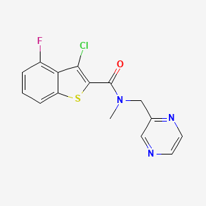 molecular formula C15H11ClFN3OS B5531132 3-chloro-4-fluoro-N-methyl-N-(2-pyrazinylmethyl)-1-benzothiophene-2-carboxamide 