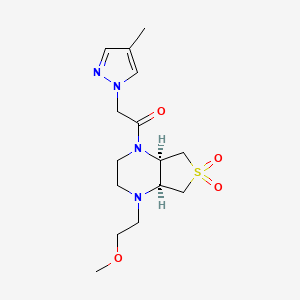 molecular formula C15H24N4O4S B5531163 (4aR*,7aS*)-1-(2-methoxyethyl)-4-[(4-methyl-1H-pyrazol-1-yl)acetyl]octahydrothieno[3,4-b]pyrazine 6,6-dioxide 