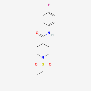 molecular formula C15H21FN2O3S B5531171 N-(4-fluorophenyl)-1-(propylsulfonyl)-4-piperidinecarboxamide 
