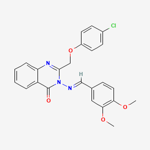 molecular formula C24H20ClN3O4 B5531180 2-[(4-chlorophenoxy)methyl]-3-[(3,4-dimethoxybenzylidene)amino]-4(3H)-quinazolinone 