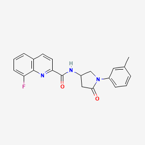 molecular formula C21H18FN3O2 B5531186 8-fluoro-N-[1-(3-methylphenyl)-5-oxo-3-pyrrolidinyl]-2-quinolinecarboxamide 