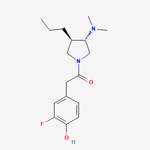 molecular formula C17H25FN2O2 B5531200 4-{2-[(3S*,4R*)-3-(dimethylamino)-4-propyl-1-pyrrolidinyl]-2-oxoethyl}-2-fluorophenol 