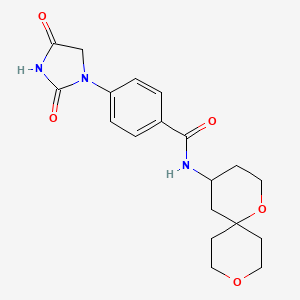 molecular formula C19H23N3O5 B5531257 N-1,9-dioxaspiro[5.5]undec-4-yl-4-(2,4-dioxoimidazolidin-1-yl)benzamide 