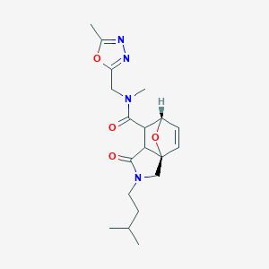 molecular formula C19H26N4O4 B5531267 (3aR*,6S*)-N-methyl-2-(3-methylbutyl)-N-[(5-methyl-1,3,4-oxadiazol-2-yl)methyl]-1-oxo-1,2,3,6,7,7a-hexahydro-3a,6-epoxyisoindole-7-carboxamide 