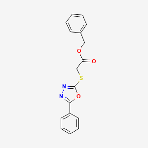 molecular formula C17H14N2O3S B5531332 benzyl [(5-phenyl-1,3,4-oxadiazol-2-yl)thio]acetate 