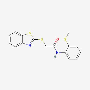 molecular formula C16H14N2OS3 B5531348 2-(1,3-benzothiazol-2-ylthio)-N-[2-(methylthio)phenyl]acetamide 