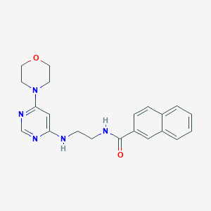 molecular formula C21H23N5O2 B5531358 N-(2-{[6-(4-morpholinyl)-4-pyrimidinyl]amino}ethyl)-2-naphthamide 