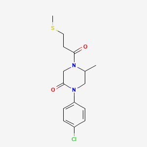 molecular formula C15H19ClN2O2S B5531361 1-(4-chlorophenyl)-5-methyl-4-[3-(methylthio)propanoyl]-2-piperazinone 