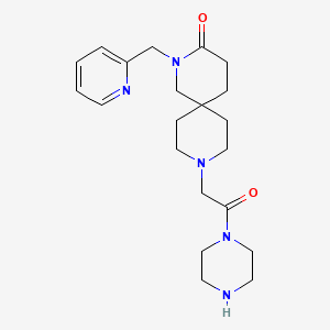 molecular formula C21H31N5O2 B5531382 9-[2-oxo-2-(1-piperazinyl)ethyl]-2-(2-pyridinylmethyl)-2,9-diazaspiro[5.5]undecan-3-one dihydrochloride 
