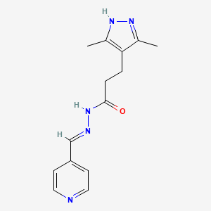 molecular formula C14H17N5O B5531452 3-(3,5-dimethyl-1H-pyrazol-4-yl)-N'-(4-pyridinylmethylene)propanohydrazide 