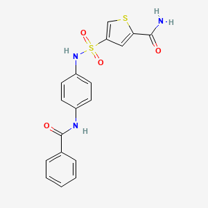 molecular formula C18H15N3O4S2 B5531468 4-({[4-(benzoylamino)phenyl]amino}sulfonyl)-2-thiophenecarboxamide 