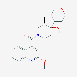 molecular formula C22H28N2O4 B5531485 (3R*,4R*)-1-[(2-methoxyquinolin-4-yl)carbonyl]-3-methyl-4-(tetrahydro-2H-pyran-4-yl)piperidin-4-ol 