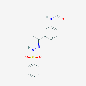 molecular formula C16H17N3O3S B5531520 N-{3-[N-(phenylsulfonyl)ethanehydrazonoyl]phenyl}acetamide 