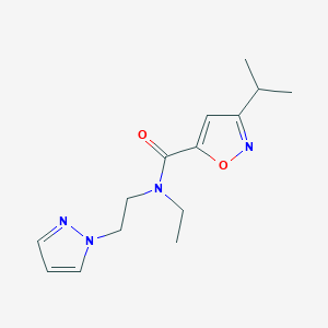 molecular formula C14H20N4O2 B5531529 N-ethyl-3-isopropyl-N-[2-(1H-pyrazol-1-yl)ethyl]-5-isoxazolecarboxamide 