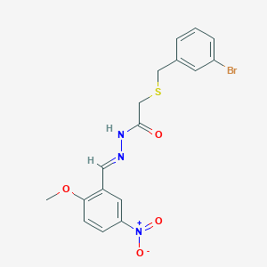 molecular formula C17H16BrN3O4S B5531553 2-[(3-bromobenzyl)thio]-N'-(2-methoxy-5-nitrobenzylidene)acetohydrazide 