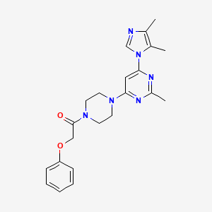 molecular formula C22H26N6O2 B5531601 4-(4,5-dimethyl-1H-imidazol-1-yl)-2-methyl-6-[4-(phenoxyacetyl)-1-piperazinyl]pyrimidine 