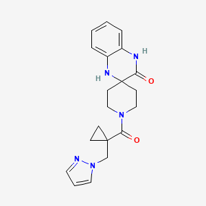 molecular formula C20H23N5O2 B5531603 1-{[1-(1H-pyrazol-1-ylmethyl)cyclopropyl]carbonyl}-1',4'-dihydro-3'H-spiro[piperidine-4,2'-quinoxalin]-3'-one 