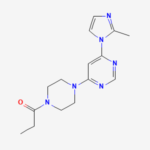 molecular formula C15H20N6O B5531620 4-(2-methyl-1H-imidazol-1-yl)-6-(4-propionyl-1-piperazinyl)pyrimidine 