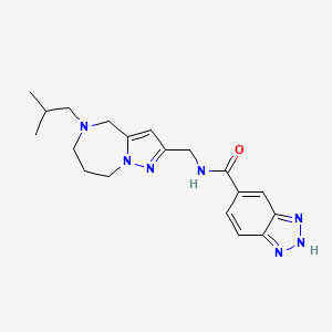 molecular formula C19H25N7O B5531675 N-[(5-isobutyl-5,6,7,8-tetrahydro-4H-pyrazolo[1,5-a][1,4]diazepin-2-yl)methyl]-1H-1,2,3-benzotriazole-5-carboxamide 