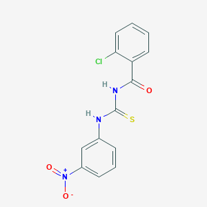 molecular formula C14H10ClN3O3S B5531693 2-chloro-N-{[(3-nitrophenyl)amino]carbonothioyl}benzamide 
