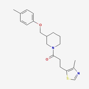 molecular formula C20H26N2O2S B5531738 3-[(4-methylphenoxy)methyl]-1-[3-(4-methyl-1,3-thiazol-5-yl)propanoyl]piperidine 