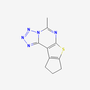molecular formula C10H9N5S B5531741 5-methyl-9,10-dihydro-8H-cyclopenta[4,5]thieno[3,2-e]tetrazolo[1,5-c]pyrimidine 