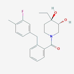 molecular formula C22H26FNO3 B5531766 (3R*,4R*)-4-ethyl-1-[2-(3-fluoro-4-methylbenzyl)benzoyl]piperidine-3,4-diol 