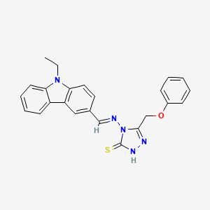molecular formula C24H21N5OS B5531774 4-{[(9-ethyl-9H-carbazol-3-yl)methylene]amino}-5-(phenoxymethyl)-4H-1,2,4-triazole-3-thiol 