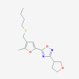 molecular formula C16H22N2O3S B5531781 5-{4-[(butylthio)methyl]-5-methyl-2-furyl}-3-(tetrahydrofuran-3-yl)-1,2,4-oxadiazole 