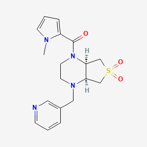 molecular formula C18H22N4O3S B5531803 (4aS*,7aR*)-1-[(1-methyl-1H-pyrrol-2-yl)carbonyl]-4-(3-pyridinylmethyl)octahydrothieno[3,4-b]pyrazine 6,6-dioxide 