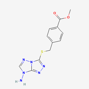 molecular formula C12H12N6O2S B5531843 methyl 4-{[(7-amino-7H-[1,2,4]triazolo[4,3-b][1,2,4]triazol-3-yl)thio]methyl}benzoate 