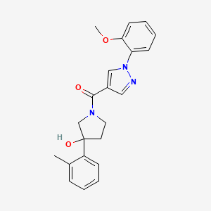 molecular formula C22H23N3O3 B5531851 1-{[1-(2-methoxyphenyl)-1H-pyrazol-4-yl]carbonyl}-3-(2-methylphenyl)-3-pyrrolidinol 