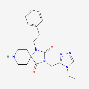 molecular formula C20H26N6O2 B5531860 3-[(4-ethyl-4H-1,2,4-triazol-3-yl)methyl]-1-(2-phenylethyl)-1,3,8-triazaspiro[4.5]decane-2,4-dione hydrochloride 