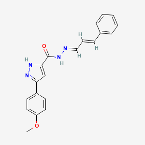 molecular formula C20H18N4O2 B5531878 3-(4-methoxyphenyl)-N'-(3-phenyl-2-propen-1-ylidene)-1H-pyrazole-5-carbohydrazide 