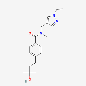 molecular formula C19H27N3O2 B5531882 N-[(1-ethyl-1H-pyrazol-4-yl)methyl]-4-(3-hydroxy-3-methylbutyl)-N-methylbenzamide 