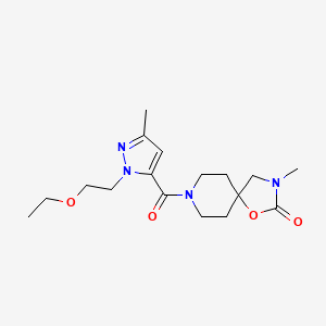 molecular formula C17H26N4O4 B5531884 8-{[1-(2-ethoxyethyl)-3-methyl-1H-pyrazol-5-yl]carbonyl}-3-methyl-1-oxa-3,8-diazaspiro[4.5]decan-2-one 