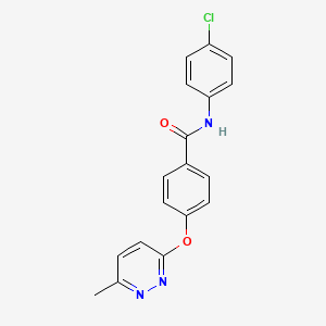 molecular formula C18H14ClN3O2 B5531896 N-(4-chlorophenyl)-4-[(6-methyl-3-pyridazinyl)oxy]benzamide 