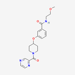 molecular formula C20H24N4O4 B5531911 N-(2-methoxyethyl)-3-{[1-(pyrazin-2-ylcarbonyl)piperidin-4-yl]oxy}benzamide 