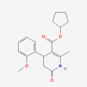 molecular formula C19H23NO4 B5531944 cyclopentyl 4-(2-methoxyphenyl)-2-methyl-6-oxo-1,4,5,6-tetrahydro-3-pyridinecarboxylate 
