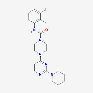 molecular formula C21H27FN6O B5532003 N-(3-fluoro-2-methylphenyl)-4-[2-(1-piperidinyl)-4-pyrimidinyl]-1-piperazinecarboxamide 