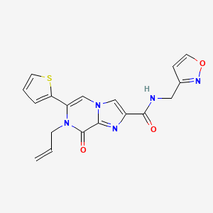 molecular formula C18H15N5O3S B5532063 7-allyl-N-(isoxazol-3-ylmethyl)-8-oxo-6-(2-thienyl)-7,8-dihydroimidazo[1,2-a]pyrazine-2-carboxamide 