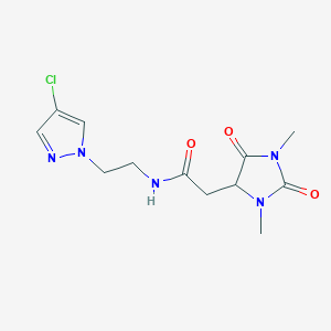 molecular formula C12H16ClN5O3 B5532086 N-[2-(4-chloro-1H-pyrazol-1-yl)ethyl]-2-(1,3-dimethyl-2,5-dioxo-4-imidazolidinyl)acetamide 